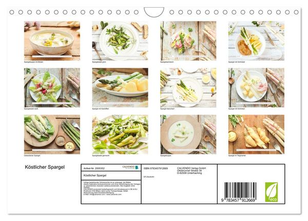 Produktbild: K&ouml;stlicher Spargel (Wandkalender 2026 DIN A4 quer), CALVENDO Monatskalender
