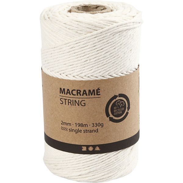 Produktbild: Creativ Company Macram&eacute;-Kordel, Makramee, Naturwei&szlig;, L 198 m, D 2 mm, 330 g/ 1 Rolle