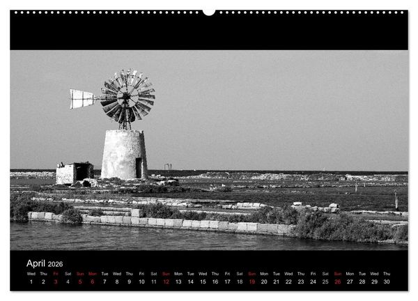 Produktbild: Black and White Sicily (High Quality Premium Wall Calendar 2026 DIN A2 landscape),CALVENDO 12 Month Wall Calendar