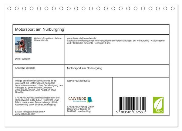 Produktbild: Motorsport am N&uuml;rburgring (Tischkalender 2026 DIN A5 quer), CALVENDO Monatskalender