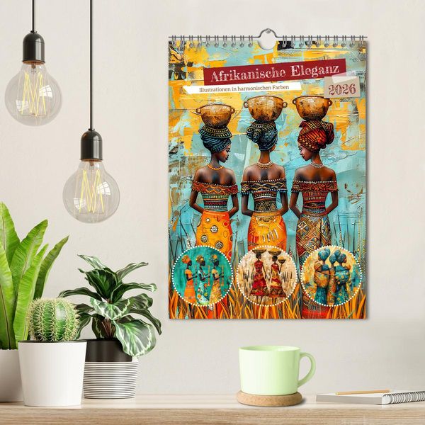 Produktbild: Afrikanische Eleganz - Illustrationen in harmonischen Farben (Wandkalender 2026 DIN A4 hoch), CALVENDO Monatskalender