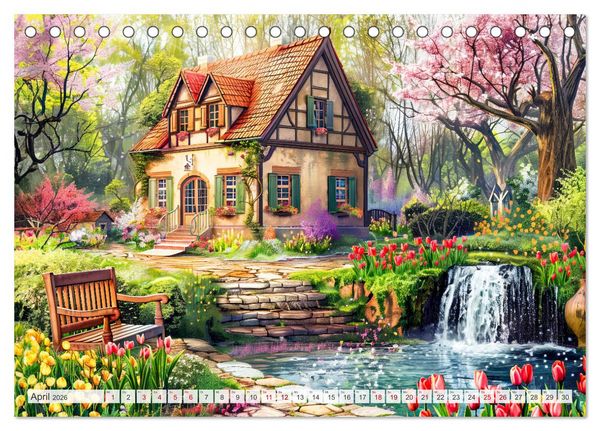 Produktbild: Cottages am Wasser - Malerische R&uuml;ckzugsorte genie&szlig;en (Tischkalender 2026 DIN A5 quer), CALVENDO Monatskalender