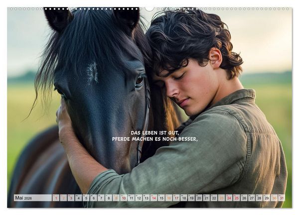 Produktbild: Pferde und Seelenspr&uuml;che (hochwertiger Premium Wandkalender 2026 DIN A2 quer), Kunstdruck in Hochglanz