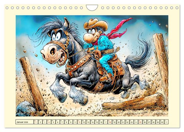 Produktbild: Wiehern garantiert. Der verr&uuml;ckte Pferde-Cartoon-Spa&szlig; (Wandkalender 2026 DIN A4 quer), CALVENDO Monatskalender