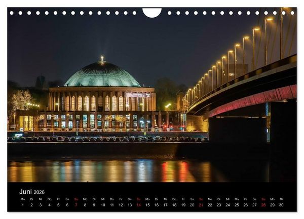 Produktbild: D&uuml;sseldorf - Ansichten am Abend (Wandkalender 2026 DIN A4 quer), CALVENDO Monatskalender