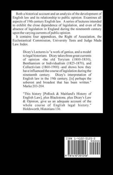 Produktbild: Lectures on the Relation Between Law and Public Opinion in England During the Nineteenth Century