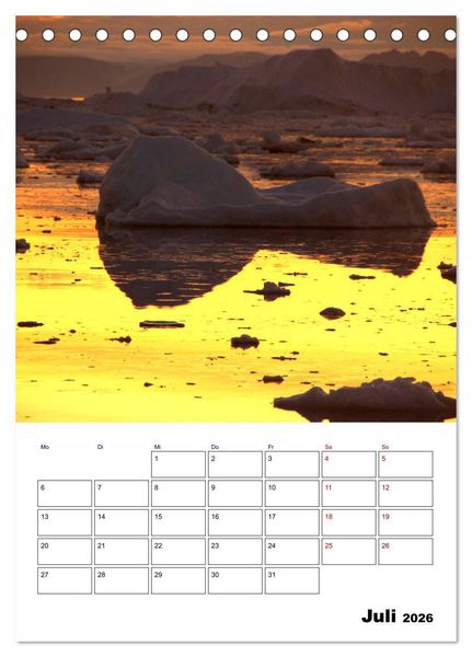Produktbild: Die Eisberge von Ilulissat (Tischkalender 2026 DIN A5 hoch), CALVENDO Monatskalender