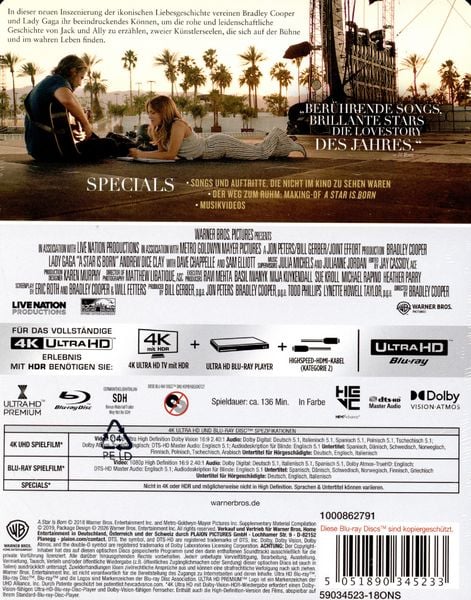 Produktbild: A Star Is Born - Steelbook (4K Ultra HD+Blu-ray)