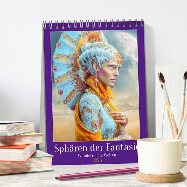 Produktbild: Sph&auml;ren der Fantasie - Wunderreiche Welten (Tischkalender 2026 DIN A5 hoch), CALVENDO Monatskalender