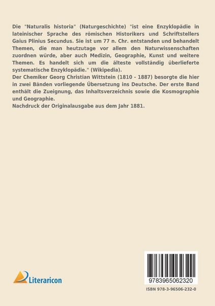 Produktbild: Die Naturgeschichte des Cajus Plinius Secundus