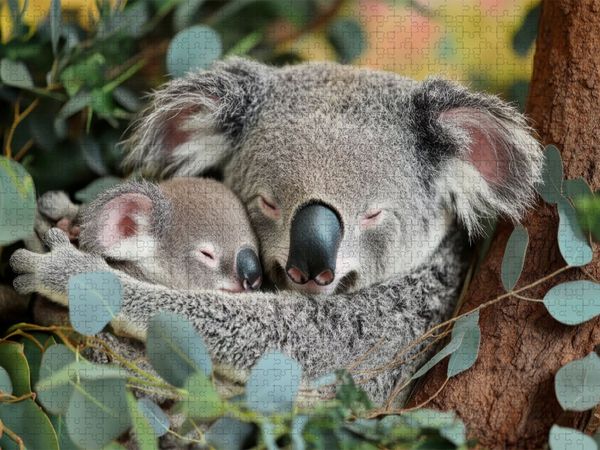 Produktbild: CALVENDO Puzzle Koalakuscheln pur | 1000 Teile Lege-Gr&ouml;&szlig;e 64x48cm Foto-Puzzle f&uuml;r gl&uuml;ckliche Stunden