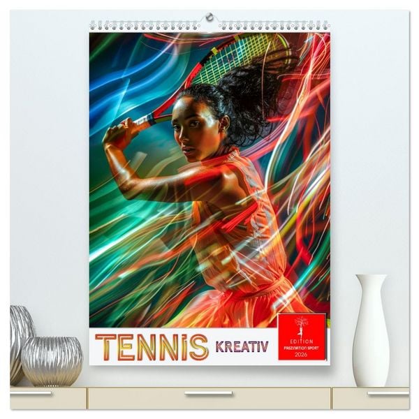 Tennis kreativ (hochwertiger Premium Wandkalender 2026 DIN A2 hoch), Kunstdruck in Hochglanz
