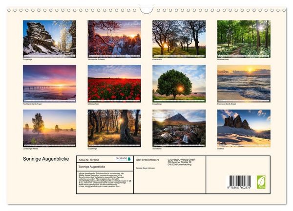 Produktbild: Sonnige Augenblicke (Wandkalender 2026 DIN A3 quer), CALVENDO Monatskalender