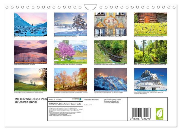 Produktbild: MITTENWALD Eine Perle im Oberen Isartal (Wandkalender 2026 DIN A4 quer), CALVENDO Monatskalender