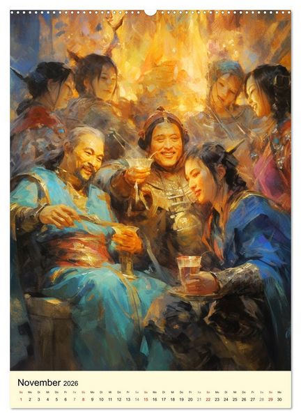Produktbild: Fantasy-Krieger der Mongolei. Inspiriert von Dschingis Khan (Wandkalender 2026 DIN A2 hoch), CALVENDO Monatskalender