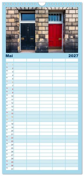 Produktbild: Familienplaner 2027 - Faszination Edinburgh mit 5 Spalten (Wandkalender, 21 x 45 cm) CALVENDO