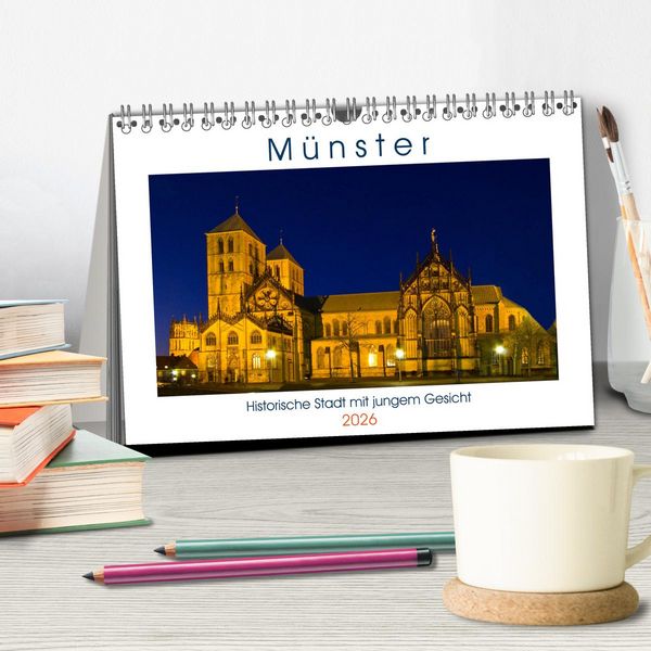Produktbild: M&uuml;nster - Historische Stadt mit jungem Gesicht (Tischkalender 2026 DIN A5 quer), CALVENDO Monatskalender
