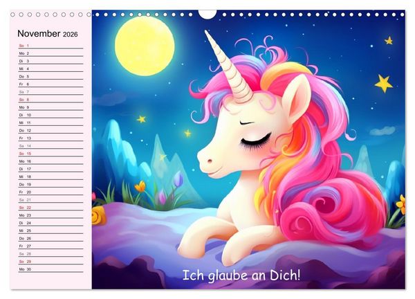 Produktbild: Unicorns! Lustige Einh&ouml;rner. Witzige Einhornspr&uuml;che und Weisheiten (Wandkalender 2026 DIN A3 quer), CALVENDO Monatskalender