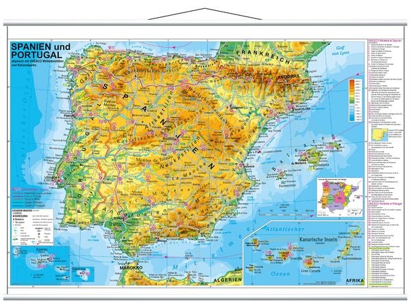 Produktbild: Spanien und Portugal physisch. Wandkarte