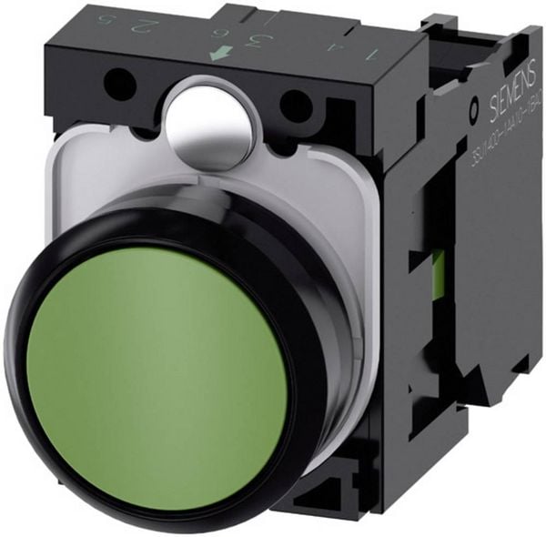 Produktbild: Siemens 3SU11000AB401BA0 3SU1100-0AB40-1BA0 Drucktaster Frontring Kunststoff, Bet&auml;tiger flach Gr&uuml;n 1 St.