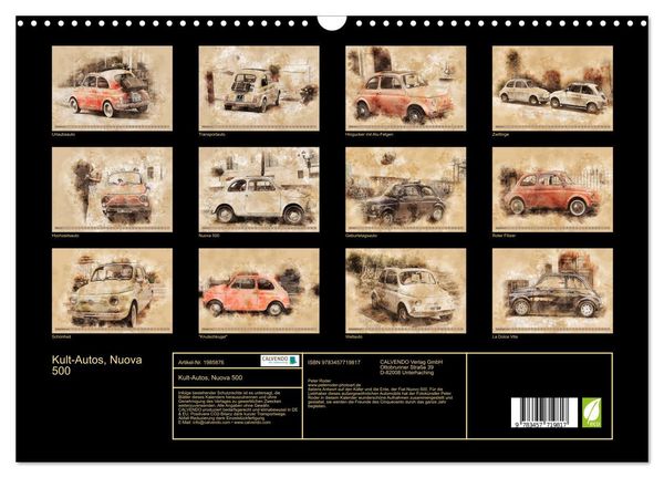 Produktbild: Kult-Autos, Nuova 500 (Wandkalender 2026 DIN A3 quer), CALVENDO Monatskalender