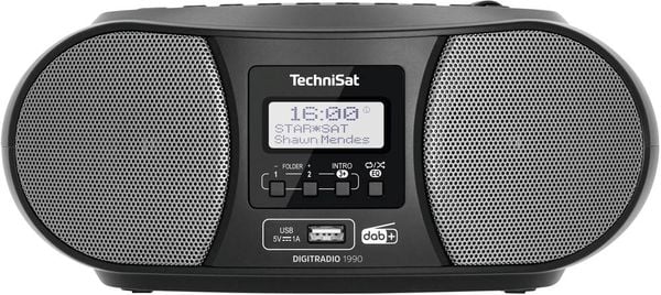 TechniSat DIGITRADIO 1990 CD-Radio DAB+, UKW AUX, Bluetooth®, CD, USB Akku-Ladefunktion, Weckfunktion Schwarz