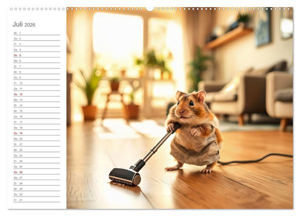 Produktbild: Hamsti Haushalt - Ordnung mit Pfiff und Flausch (hochwertiger Premium Wandkalender 2026 DIN A2 quer), Kunstdruck in Hochglanz