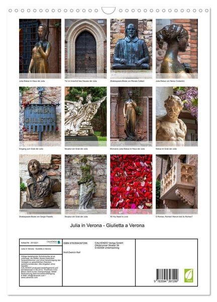 Produktbild: Julia in Verona - Giulietta a Verona (Wandkalender 2027 DIN A3 hoch), CALVENDO Monatskalender