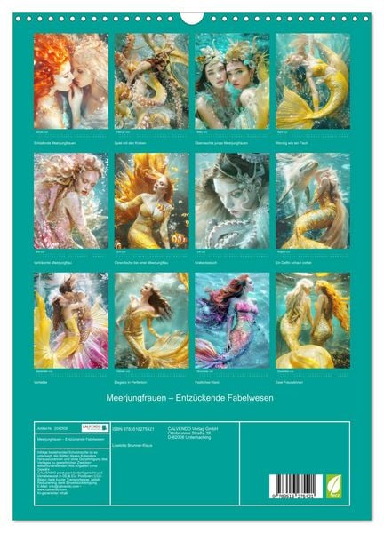 Produktbild: Meerjungfrauen &ndash; Entz&uuml;ckende Fabelwesen (Wandkalender 2026 DIN A3 hoch), CALVENDO Monatskalender