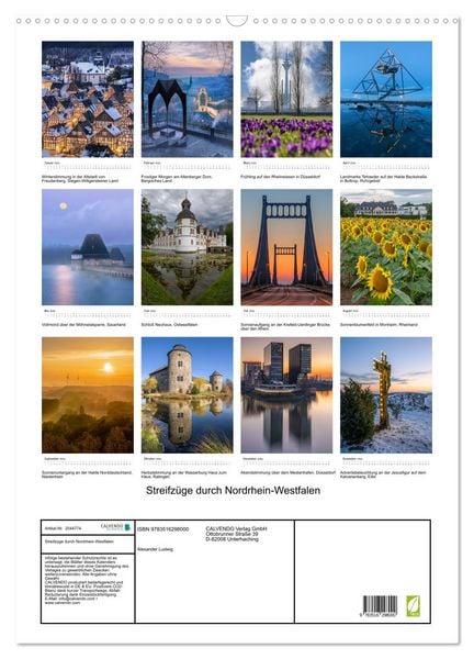 Produktbild: Streifz&uuml;ge durch Nordrhein-Westfalen (Wandkalender 2026 DIN A2 hoch), CALVENDO Monatskalender