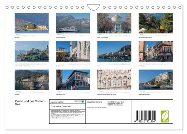 Produktbild: Como und der Comer See (Wandkalender 2027 DIN A4 quer), CALVENDO Monatskalender