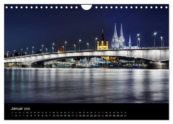 Produktbild: k&ouml;ln dunkel bunt - Die Stadt in anderem Licht! (Wandkalender 2026 DIN A4 quer), CALVENDO Monatskalender