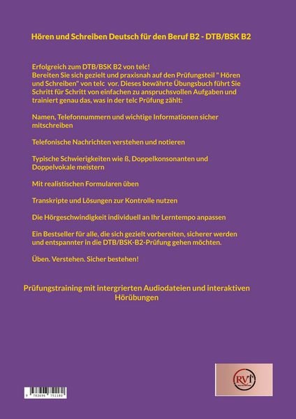 Produktbild: H&ouml;ren und Schreiben Deutsch f&uuml;r den Beruf B2 - DTB/BSK B2