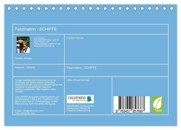 Produktbild: Faszination - SCHIFFE (Tischkalender 2026 DIN A5 quer), CALVENDO Monatskalender