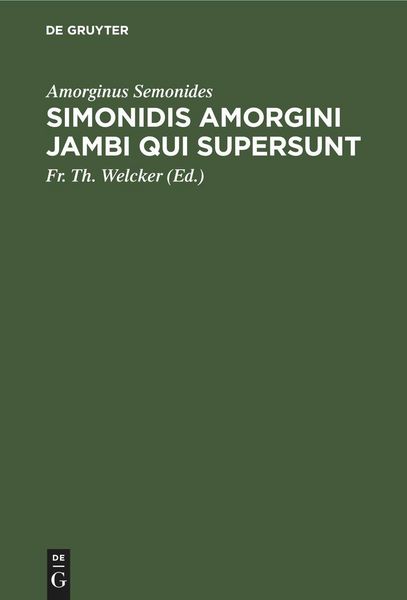 Produktbild: Simonidis Amorgini Jambi qui supersunt