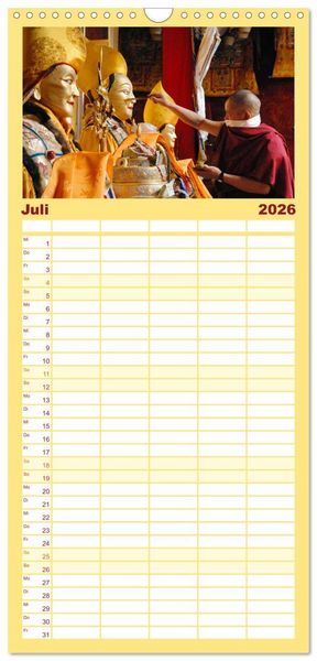 Produktbild: Familienplaner 2026 - Tibet bewegt mit 5 Spalten (Wandkalender, 21 x 45 cm) CALVENDO