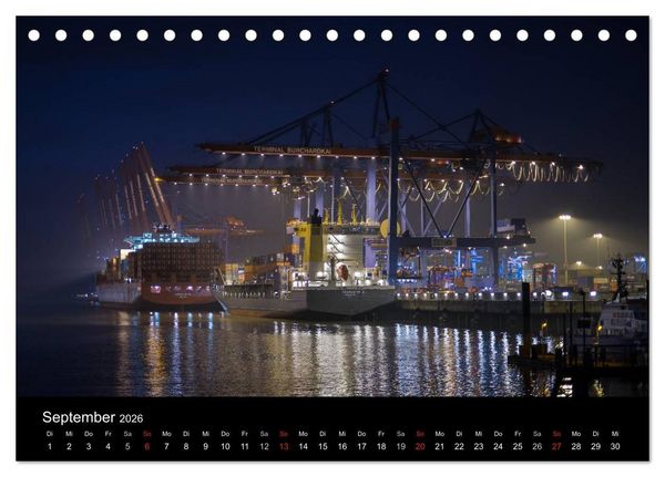 Produktbild: Der Hafen Hamburg bei Tag und Nacht (Tischkalender 2026 DIN A5 quer), CALVENDO Monatskalender