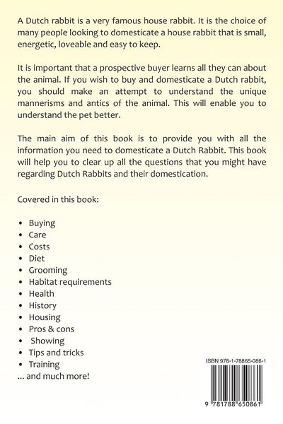 Produktbild: Dutch Rabbits. Dutch Rabbits as Pets. Dutch rabbit book for pros and cons, care, housing, keeping, diet and health.