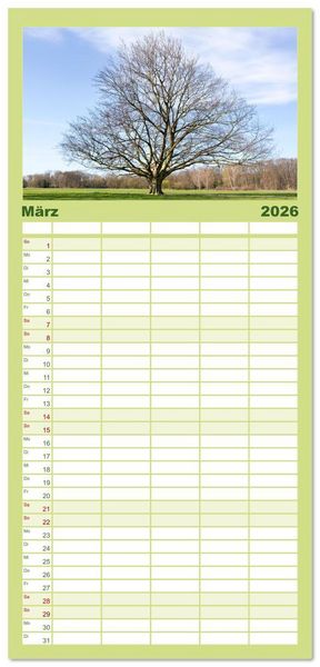 Produktbild: Familienplaner 2026 - Die Buche: 12 Baumportr&auml;ts mit 5 Spalten (Wandkalender, 21 x 45 cm) CALVENDO