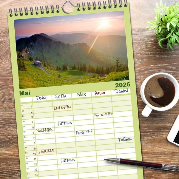 Produktbild: Familienplaner 2026 - Wo das Allg&auml;u am sch&ouml;nsten ist mit 5 Spalten (Wandkalender, 21 x 45 cm) CALVENDO