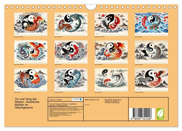 Produktbild: Yin und Yang der Wesen - Asiatische Mythen im Gleichgewicht (Wandkalender 2026 DIN A4 quer), CALVENDO Monatskalender