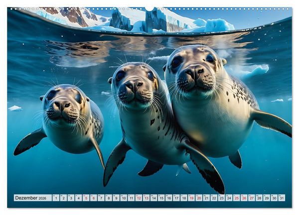 Produktbild: Freche Seehunde (hochwertiger Premium Wandkalender 2026 DIN A2 quer), Kunstdruck in Hochglanz