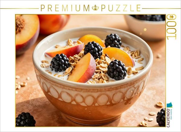 CALVENDO Puzzle Müsli Stillleben - Saftige Fülle mit Nektarine und Brombeere | 1000 Teile Lege-Größe 64x48cm Foto-Puzzle für glückliche Stunden