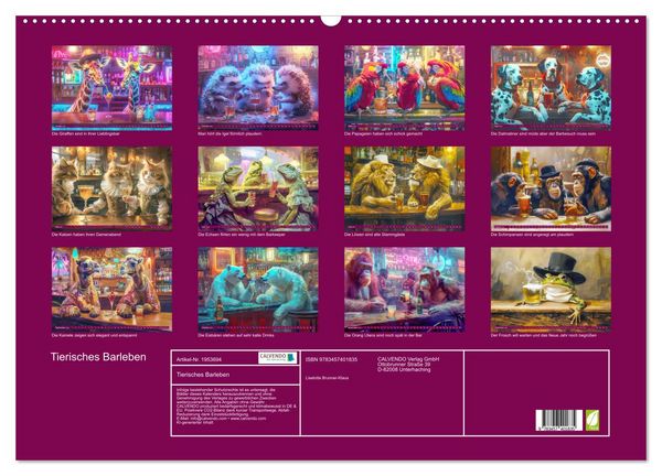 Produktbild: Tierisches Barleben (Wandkalender 2026 DIN A2 quer), CALVENDO Monatskalender