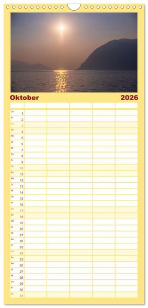 Produktbild: Familienplaner 2026 - Romantischer Lago d'Iseo mit 5 Spalten (Wandkalender, 21 x 45 cm) CALVENDO