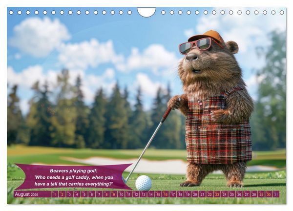 Produktbild: Funny charming animals as golf players (Wall Calendar 2026 DIN A4 landscape), CALVENDO 12 Month Wall Calendar