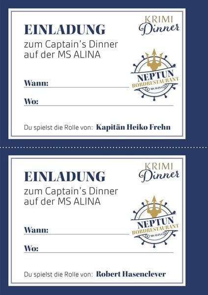 Produktbild: Krimi-Dinner: T&ouml;dliches Captain's Dinner