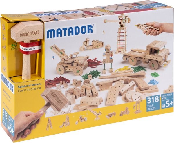 Produktbild: MATADOR 11318 - Explorer E318, Baukasten, Holz, 318 Teile, Konstruktionsbaukasten, ab 5 Jahren, Spielend lernen!