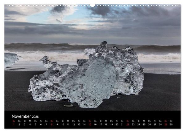 Produktbild: Islands Landschaften - Wasser, Eis und gr&uuml;nes Moos (hochwertiger Premium Wandkalender 2026 DIN A2 quer), Kunstdruck in Hochglanz
