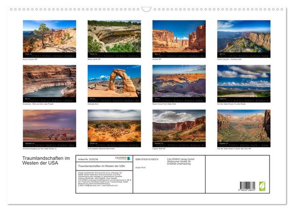 Produktbild: Traumlandschaften im Westen der USA (Wandkalender 2026 DIN A2 quer), CALVENDO Monatskalender